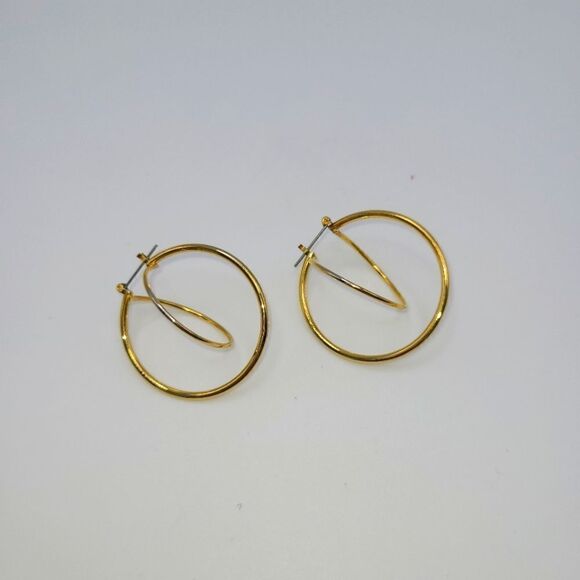 Hoop Earrings,  Goldtone - Picture 3 of 4
